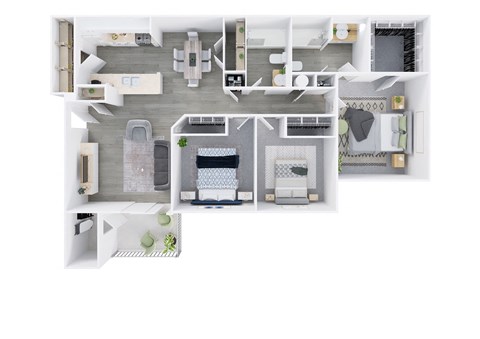 Floor plan for 3 beds, 2 baths, 1140 sqft
